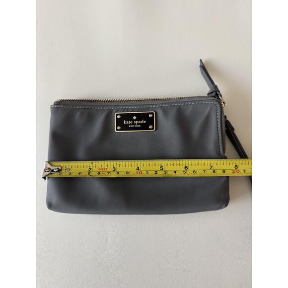 Kate Spade Wristlet Clutch Gray Nylon Double Zip Pouch Card Slots Small - Picture 5 of 12